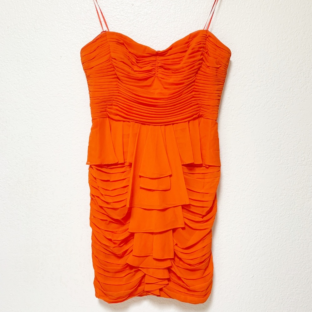 Jill Stewart | Strapless Ruched Silk Chiffon Dress - Picture 2 of 6